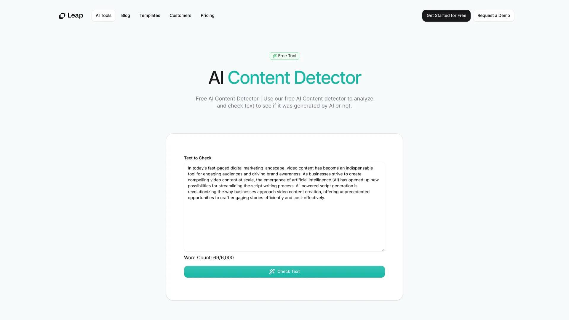 AI Content Detector by Leap AI